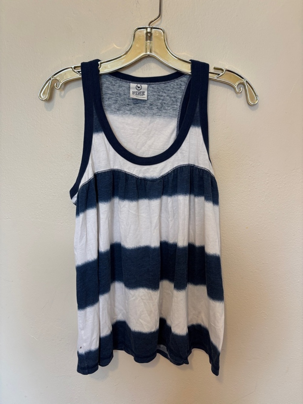 PINK Victoria's Secret Navy & White Striped Scoop Tank Top